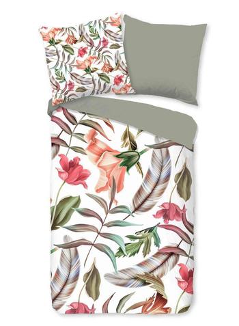 Bettwäsche Mikrofaser, Blumen, Multi/ Weiß