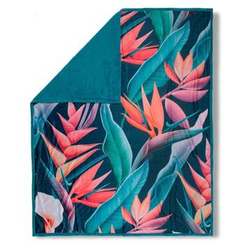 Plaid Polyvelvet, Descanso, Chloe, Blumen, Petrol