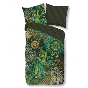 Bettwäsche Baumwolle Satin, Hip, Botalia, Mandala, Grün