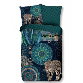 Bettwäsche Baumwolle Satin, Hip, Imena, Leopard, Petrol