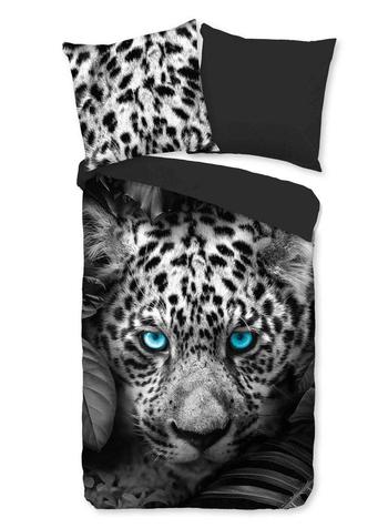 Bettwäsche Mikrofaser, Leopard, Anthrazit
