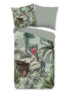 Bettwäsche Mikrofaser, Blättern & Leopard, Grün