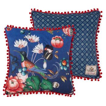 Dekorative Kissen, Polyvelvet, Cooper, Blumen, Blau