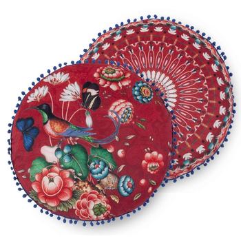 Dekorative Kissen, Rund, Polyvelvet, Cooper, Blumen, Rot