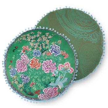 Dekorative Kissen, Rund, Polyvelvet, Ming, Blumen, Grün