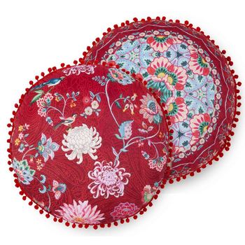 Dekorative Kissen, Rund, Polyvelvet, Ming, Blumen, Rot