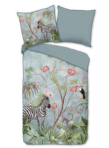 Bettwäsche Bio-Baumwolle Satin, Yasmin, Zebra, Türkis