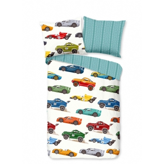 Junior Kinder Bettwäsche Baumwolle, Good Morning, Auto, Multi