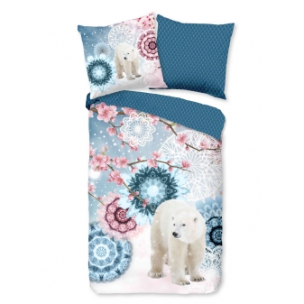 Bettwäsche Flanell/ Biber, Kodiak, Eisbär, Blau