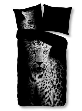 Bettwäsche Mikrofaser, Leopard, Schwarz