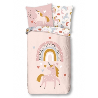 Kinder Bettwäsche Baumwolle, Einhorn, Rosa