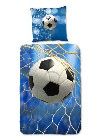 Kinder Bettwäsche Baumwolle, Good Morning, Fußball, Blau