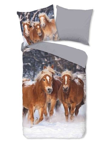 Kinder Bettwäsche Flanell/ Biber, Pferde, Multi