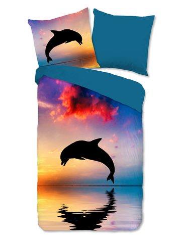 Kinder Bettwäsche Baumwolle Delfin, Multi