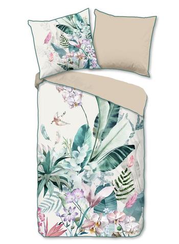 Bettwäsche Bio-Baumwollsatin, Verdi, Blättern, Multi