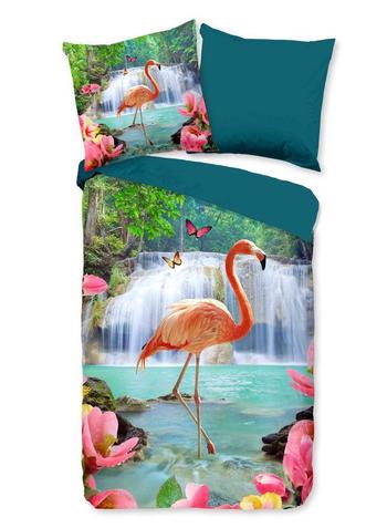 Bettwäsche Mikrofaser, Flamingo, Multi