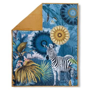 Plaid Polyvelvet, Hip, Laska, Zebra, Blau/ Ocker