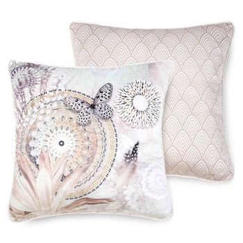 Dekorative Kissen, Polyvelvet, Kaskae, Blättern und Mandalas, Sand