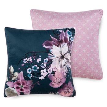 Dekorative Kissen, Descanso, Blumen, Grau/ Rosa