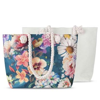 Strandtasche, Descanso, Novara, Blumen, Petrol