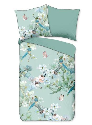 Bettwäsche Bio-Baumwollsatin, Shi, Blumen, Grün