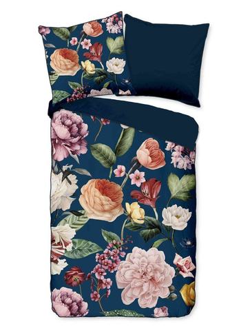 Bettwäsche Bio-Baumwolle Satin, Fiori, Blumen, Blau
