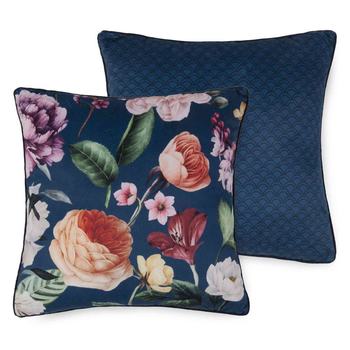 Dekorative Kissen, Polyvelvet, Fiori, Blumen, Blau
