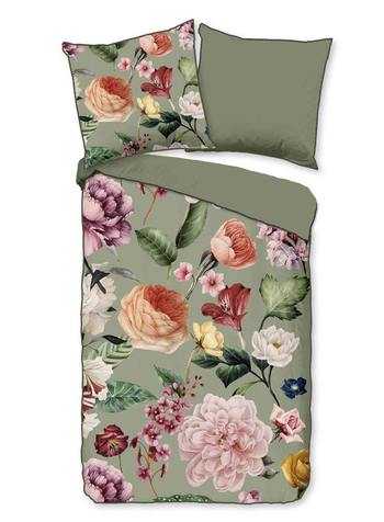 Bettwäsche Bio-Baumwollsatin, Fiori, Blumen, Grün