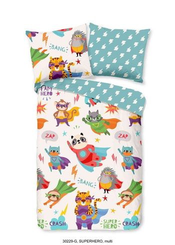 Junior Kinder Bettwäsche, Baumwolle, Good Morning, Superhelden, Multi