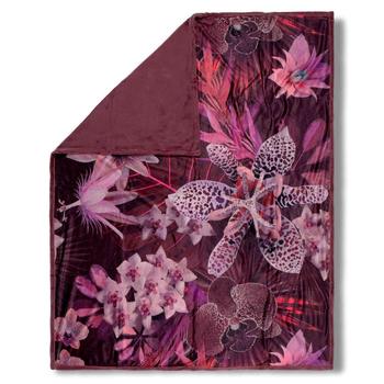 Plaid Polyvelvet, Descanso, Farze, Blumen, Bordeaux
