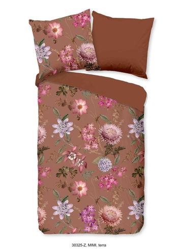 Bettwäsche Baumwolle Satin, ZouZou, Mimi, Blumen, Terrakotta