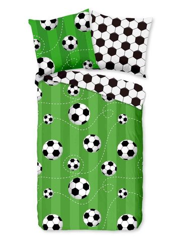 Kinder Bettwäsche Baumwolle, Good Morning, Fußball , Grün