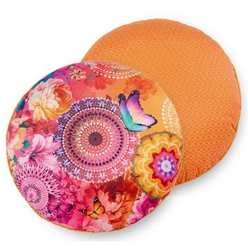 Dekorative Kissen, Rund, Hip, Ziva, Mandala, Orange/ Rosa