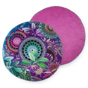 Dekorative Kissen, Rund, Polyvelvet, Axelle, Mandala, Violett