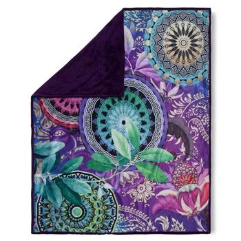 Plaid/ Wohndecke Polyvelvet, Axelle, Mandala, Multi/ Lilac