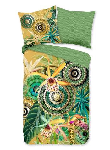 Bettwäsche Baumwolle Satin, Hip, Yissa, Mandala, Ocker/ Grün
