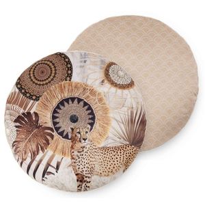 Dekorative Kissen, Rund, Polyvelvet, Raeni, Leopard, Sand