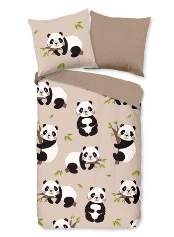 Kinder Bettwäsche Baumwolle, Panda, Sand