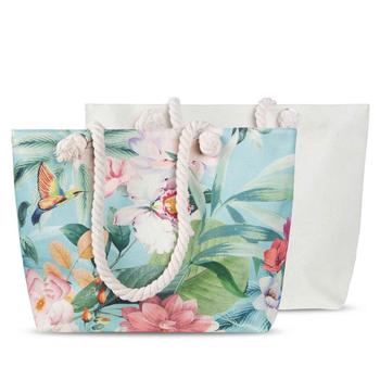 Strandtasche, Descanso, Fungi, Blumen, Multi/ Türkis