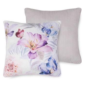 Dekorative Kissen, Polyvelvet, Caen, Blumen, Multi/ Sand