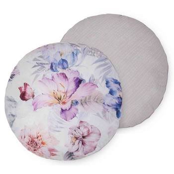 Dekorative Kissen, Rund, Polyvelvet, Caen, Blumen, Multi/ Sand