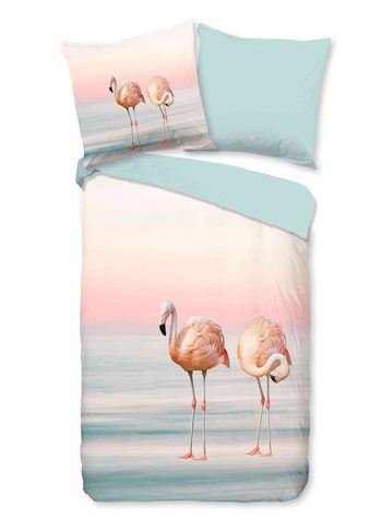 Bettwäsche Mikrofaser, Flamingo, Multi