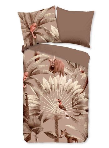 Bettwäsche Baumwolle, Palme, Taupe
