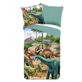 Kinder Bettwäsche Flanell/ Biber, Dinosaurier, Multi