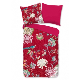 Bettwäsche Baumwolle Perkal, Ming, Blumen, Rot