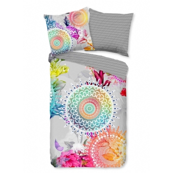 Bettwäsche Flanell/ Biber, Ivrea, Mandala, Grau