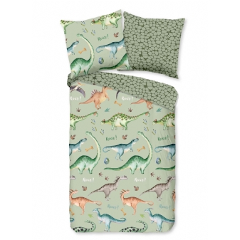 Kinder Bettwäsche Flanell/ Biber, Dinos, Grün
