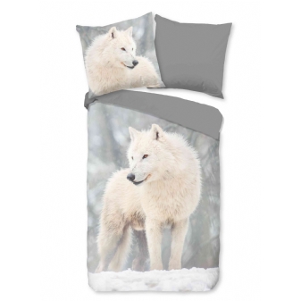 Bettwäsche Flanell/ Biber, Schneewolf, Grau