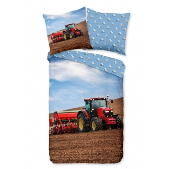 Kinder Bettwäsche Flanell/ Biber, Traktor, Blau