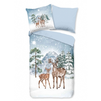 Bettwäsche Flanell/ Biber, Hirsch/ Reh, Blau